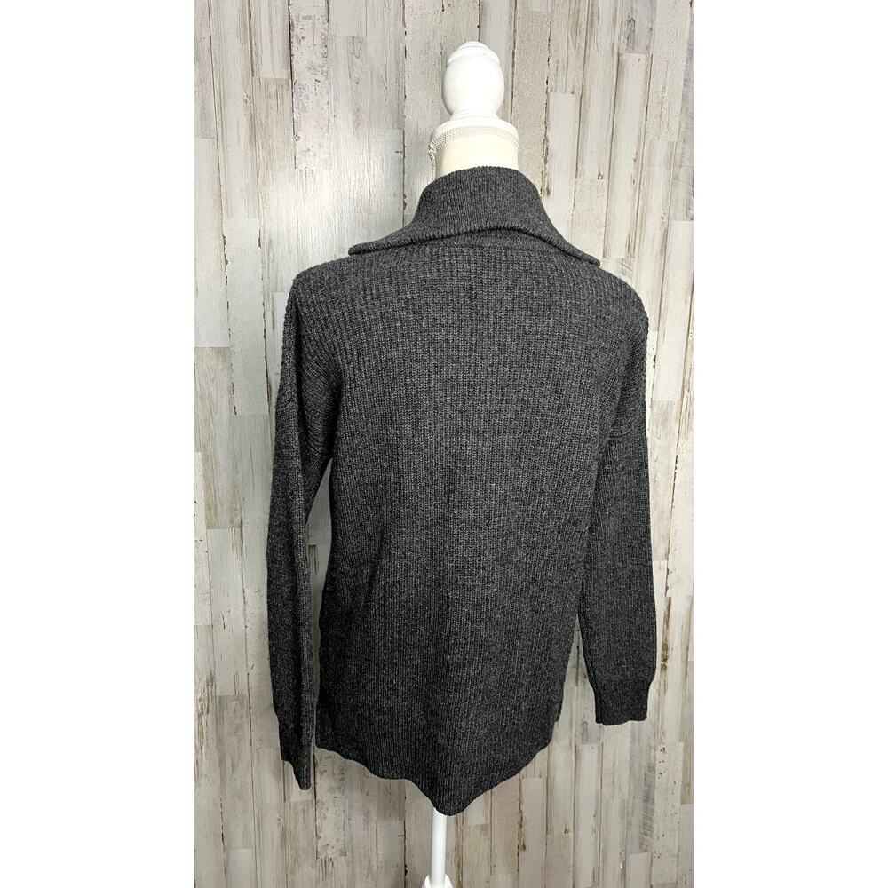 Madewell Women's XS Gray Ribbed Knit 1/4‎ Zip High Neck Sweater - Picture 5 of 7